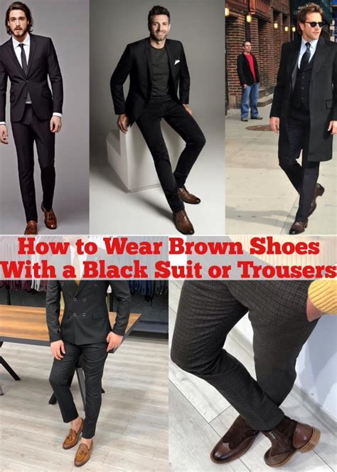 black pants brown shoes men.